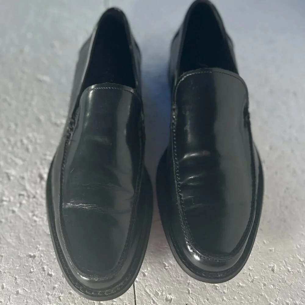 Kenneth Cole SZ 7.5 Men's New Leaf Black Leather Loafer Dress Office Old Money